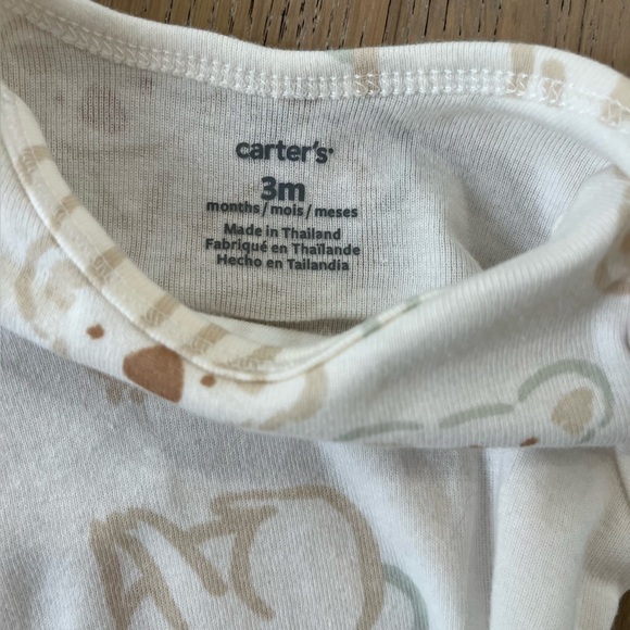 Carter’s 3 piece set cream 3 months Koala Butt Velour Terry cloth Zip Jacket - Picture 4 of 7